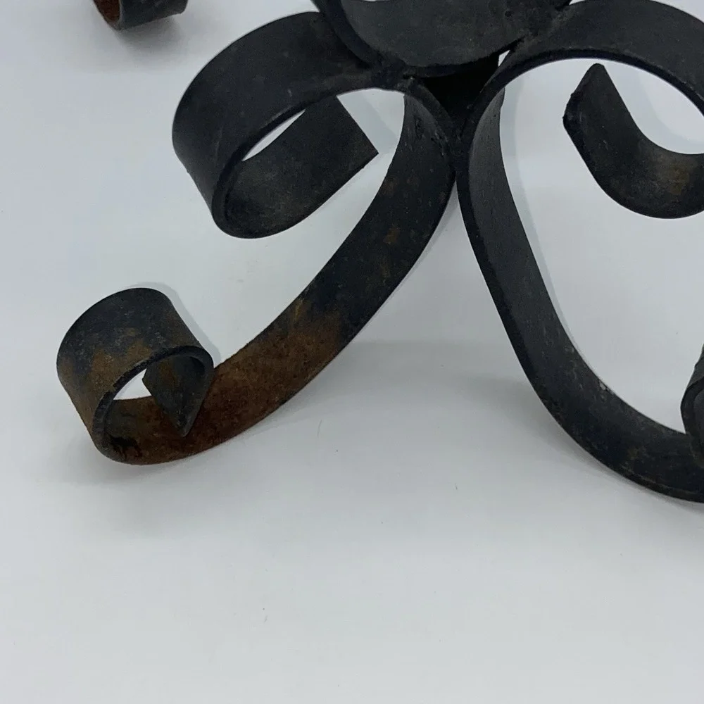 Black Wrought Iron‎ Candle Holders Set of two Black Swirl 13.5